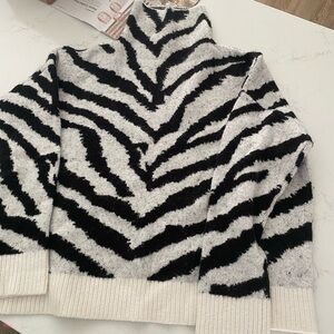 Zebra Print Turtleneck Sweater